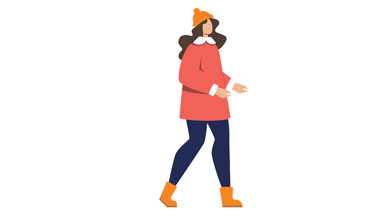 Simple illustration of woman wearing winter clothes